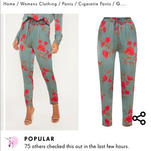 Pretty little thing green floral trousers